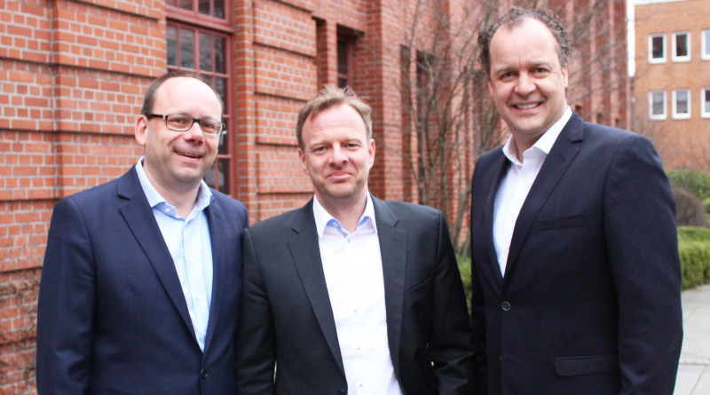 Im Bild die Geschäftsführung von ppi Media: Jan Kasten, Dr. Hauke Berndt, Markus Feldenkirchen